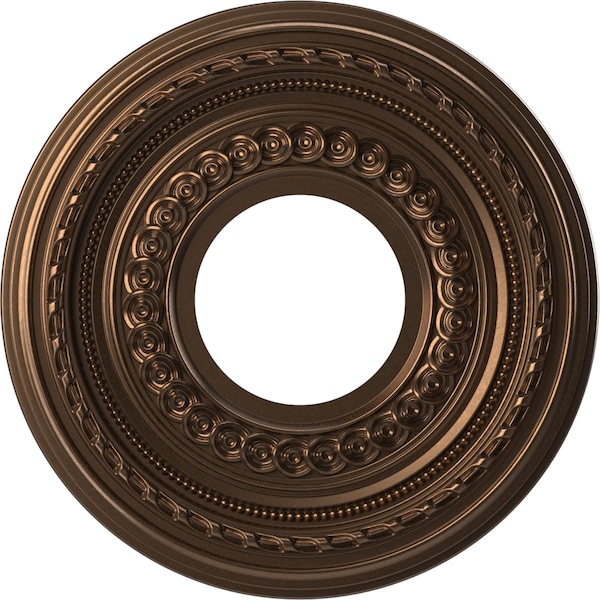 Ekena Millwork Cole PVC Ceiling Medallion (Canopies up to 4 1/4"), 10"OD x 3 1/2"ID x 3/4"P, Metallic Antique Brass CMP10COCAB - main